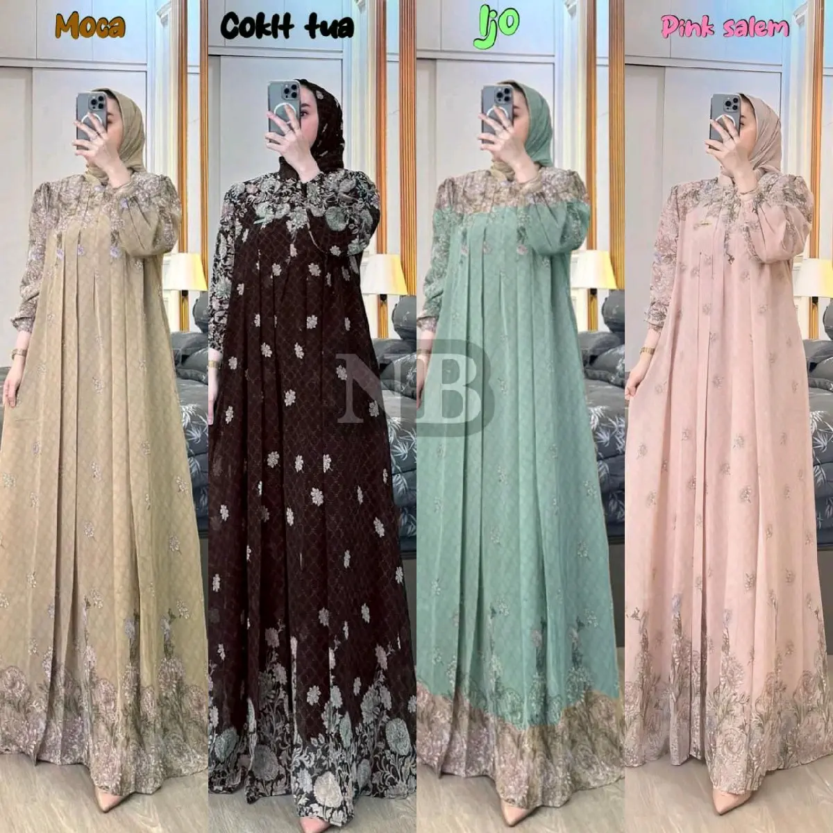 New set bunga SET HIJAB GAMIS KEKINIAN SET HIJAB CERUTY SYAR'I TERLARIS Preppy White