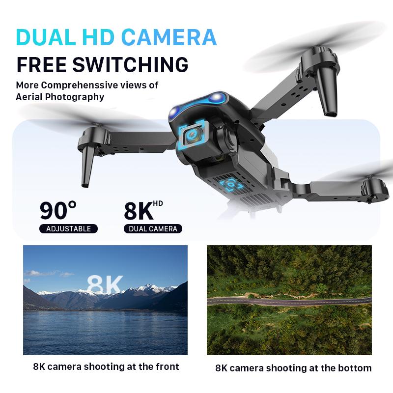 【COD】Drone E99 Pro 4K Kamera Ganda HD Drone Mini WiFi FPV Kamera Drone Luar Ruangan Dalam Ruangan Drone Remote Control Dapat Dilipat Hitam Accessories 5