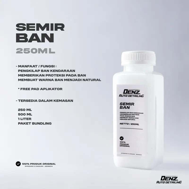 SEMIR BAN DENZ AUTO DETAILING PENGKILAP BAN 250ML 500ML 1LITER