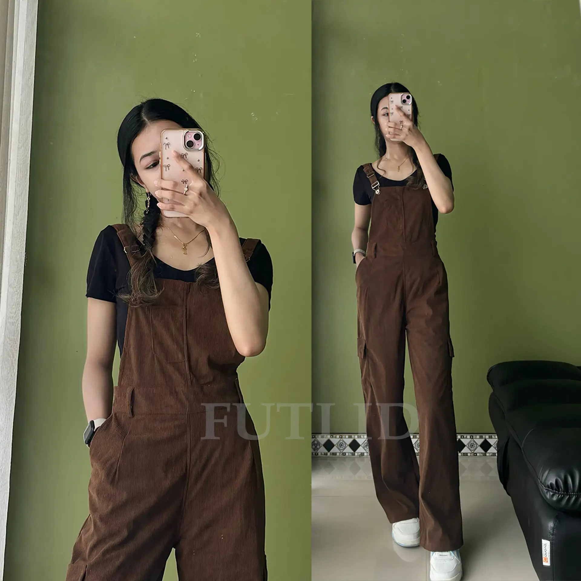 Jumpsuit Wanita baju kodok korea style FUTI ID Liona Overall Curdory Katun Panjang Dewasa Cewek