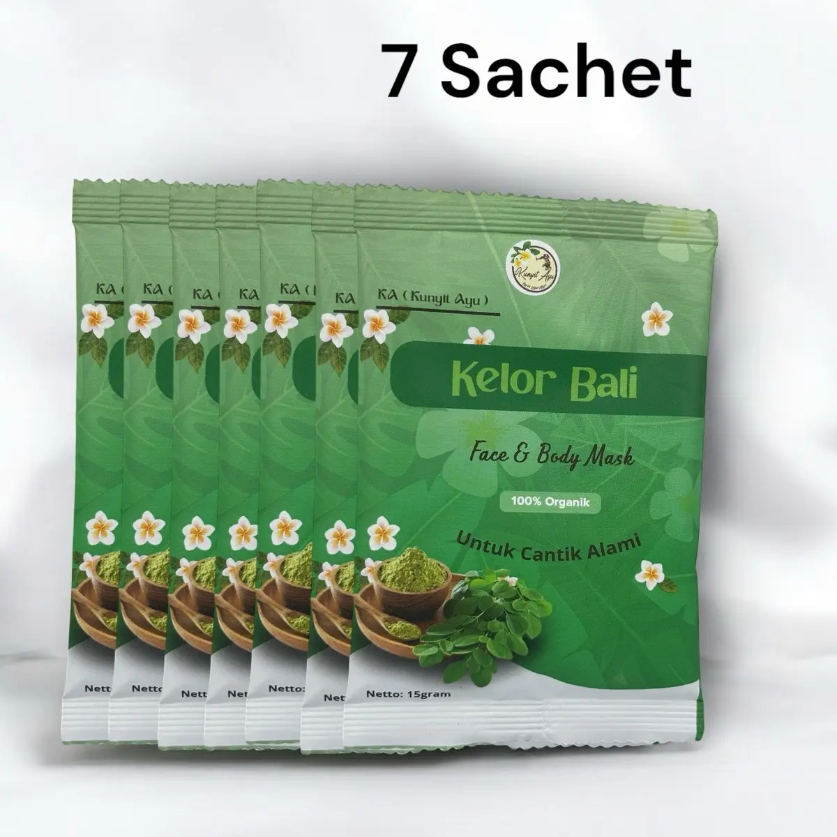 Masker wajah dan badan kelor bali by kunyit ayu 7 sachet flek hitam Mengencangkan Pencerah