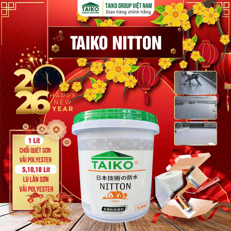    Đủ size   Sơn Chống Thấm Sàn Mái Lộ Thiên TAIKO NITTON - Tặng Kèm Vải Kết Cấu Và Chổi Lăn Sơn - Chống Thấm Sàn Mái Máng Xối Ban Công Lô Gia Bể Nước Bể Cá Bề Mặt Cát Xi Măng  Hiệu quả hơn khi pha với Xi Măng  