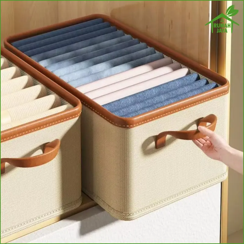 RJO - Kotak Tempat Penyimpanan Baju / Kotak Penyimpanan Lipat Organizer Box Kationik / Buku/ Mainan / Selimut / Box Organizer Besi Pakaian 1