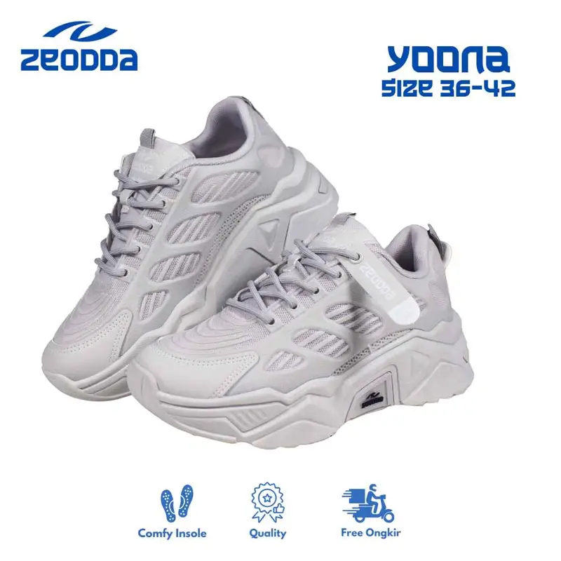 Zeodda Yoona V2 Sepatu Sneakers Wanita Casual Shoes Olahraga  - Full Pink - Karet, Black 1031 6