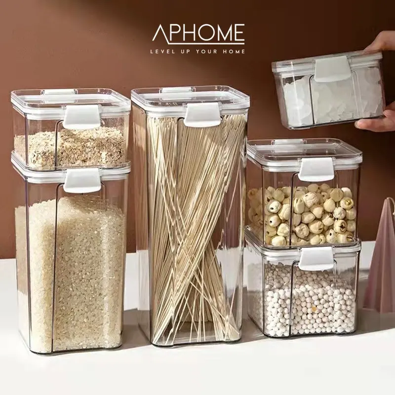 TERLENGKAP !! - Toples Kotak dengan Tutup Airtight Tempat Penyimpanan Makanan Kedap Udara PRITA