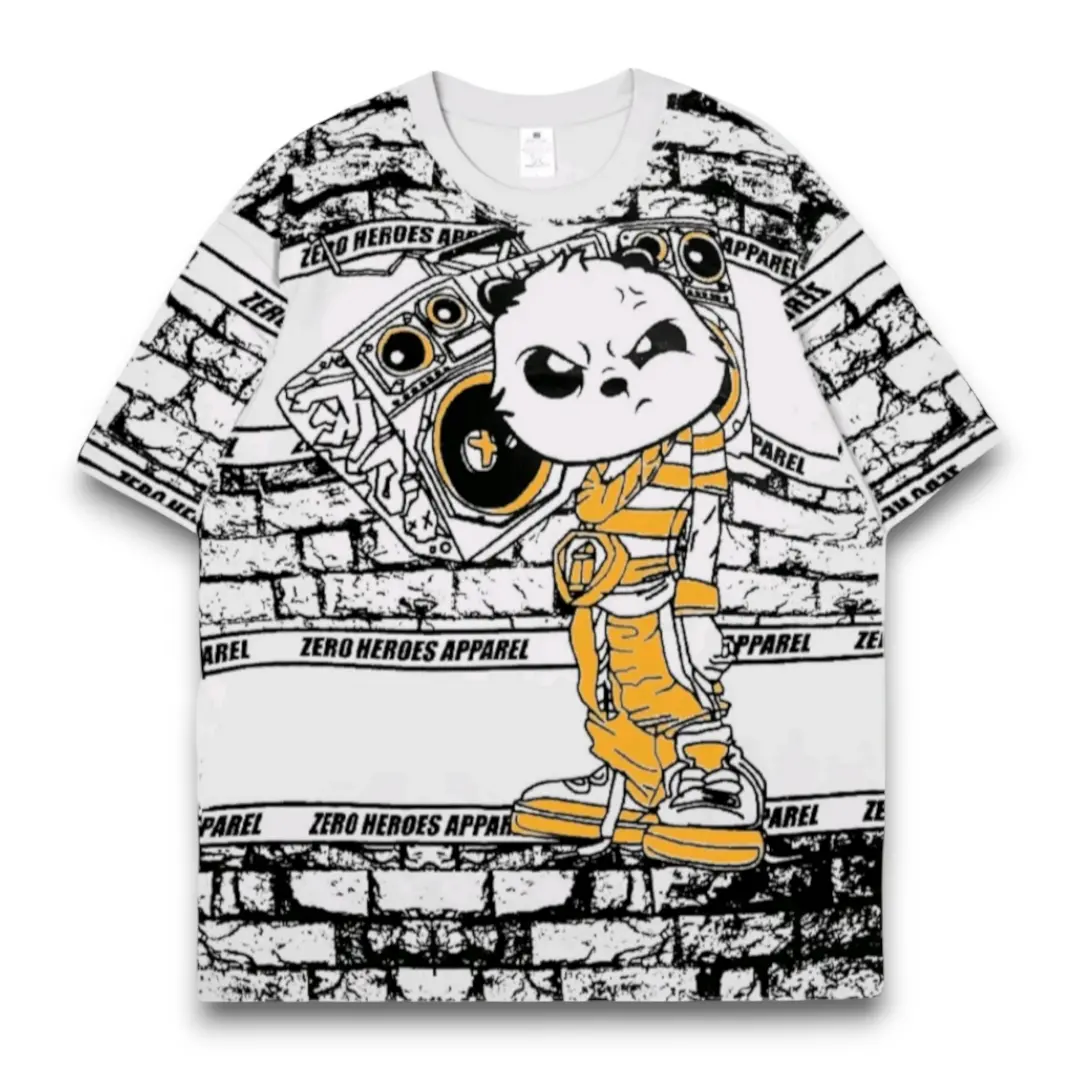 JACKSPIRE Kaos Distro Printing Motif Abstrak Kombinasi Penuh Depan Belakang Putih Kekinia Terbaru 2025 Kaos Oblong Bahan Katun Atasan Pria dan Wanita Unisex