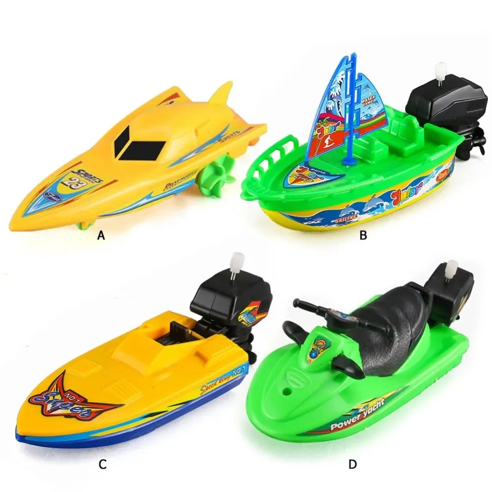 Bathtub Shower Speed Boat Ship Speed Boat Ship Wind Up Toy Float In Water Small Steamboat Motorboat Clockwork Toys Bath Toy Classic Children Bath Toys Party
