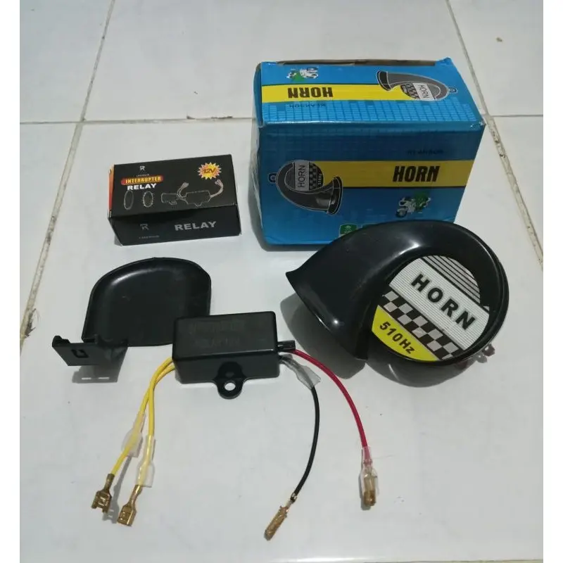 PAKET KLAKSON KEONG SINGLE BEBEK MATIC 12VOLT UNIVERSAL MOTOR/MOBIL PLUS RELAY KLAKSON PUTUS PUTUS