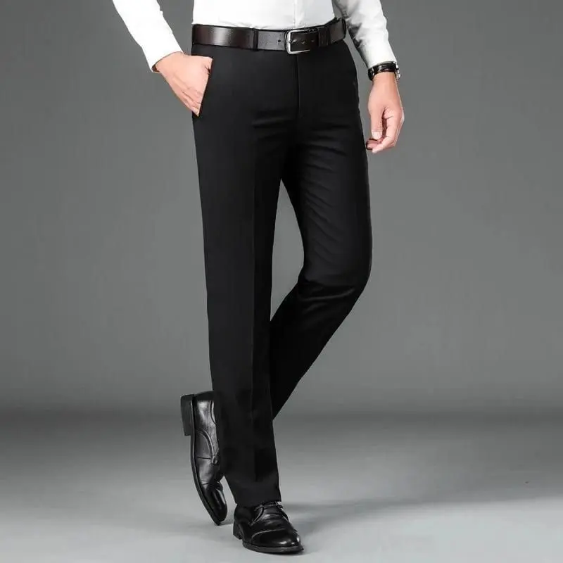 FashionrYu Celana Wool Pria Slim Fit Premium Anti Kusut Semi Stretch Resleting YKK Kantong Full Piping untuk Formal & Casual Nyaman di Kantor dan Hangout