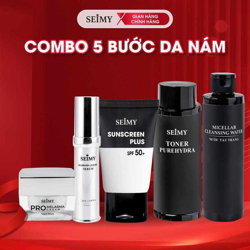  Combo Bộ Chăm Sóc Da Nám Seimy 5 Bước Nước Tẩy Trang Nước Hoa Hồng Serum Dưỡng Kem Nám Kem Chống Nắng Skincare 