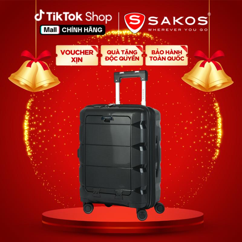 Vali Kéo Nhựa Công Nghệ Sakos Capola Size S 20inch Xách Tay - Nhựa PP Cao Cấp Tích Hợp Ngăn Laptop Có Khóa Mật Khẩu Cổng Sạc USB Ngăn Nới Rộng