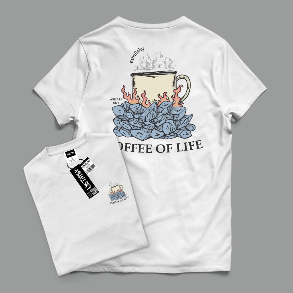Ashall.sky Baju Kaos Distro Pria Warna Putih Coffee Life Kaos Oblong Katun Combed 30s Ashall.sky Baju Kaos Distro Pria Warna Putih Coffee Life Kaos Oblong Katun Combed 30s