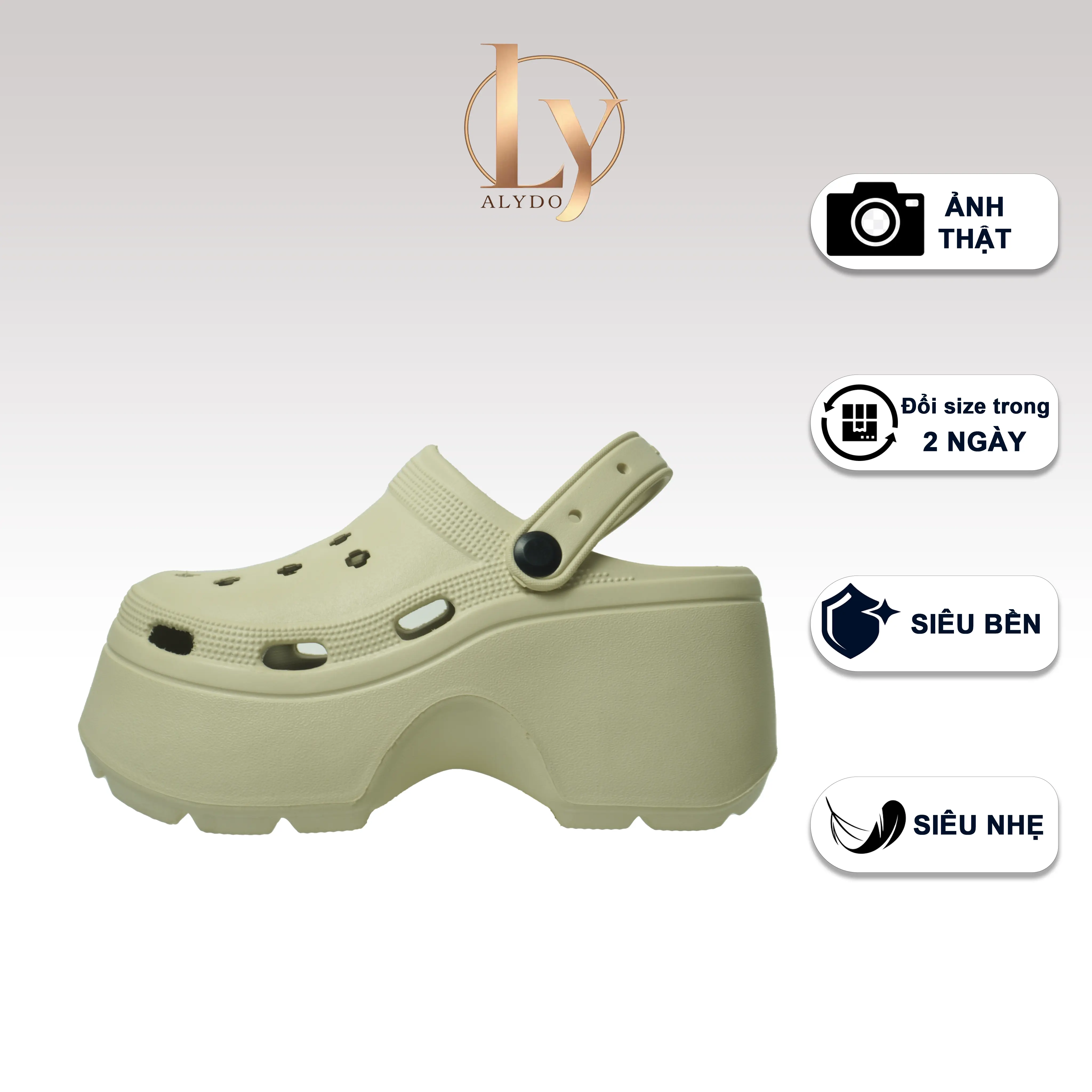 Sục Tipono LM42 cao gót 9cm (KHÔNG KÈM CHARM), đế chống trượt, tăng chiều cao 7cm cho nữ