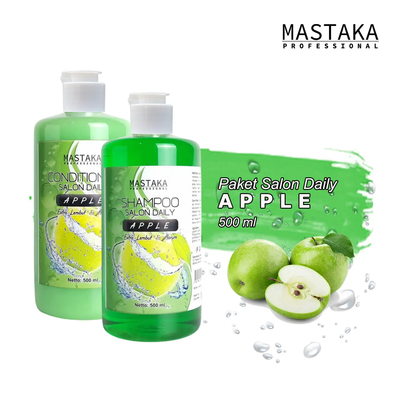 PAKET Shampoo Salon APPLE Shampoo & Conditioner MASTAKA Membersihkan Shampo BPOM Haircare Sampo Lepek shampoo Kering