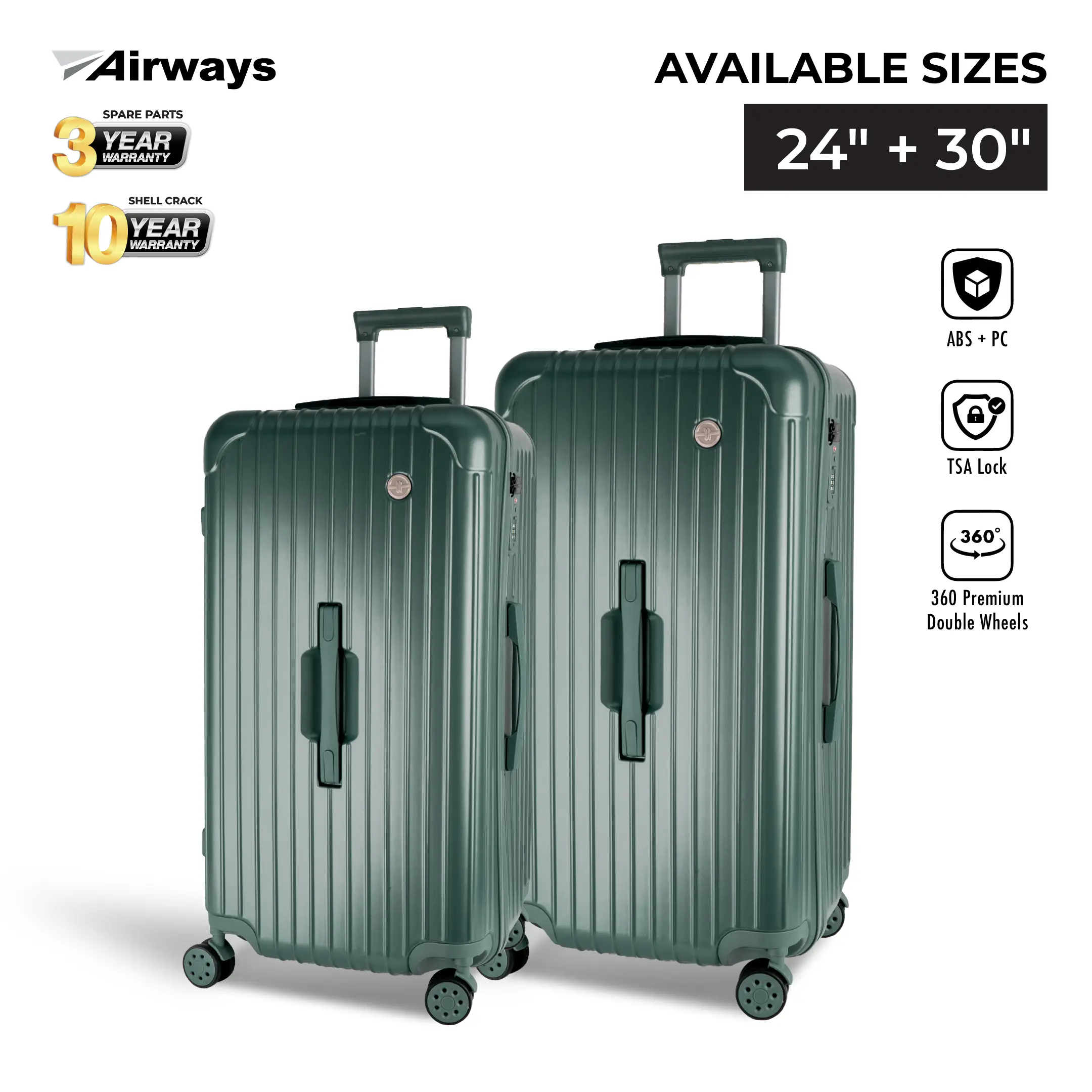Terminal Trunk  24"+ 30"  360° 8-Wheel Spinner | TSA | ABS +PC