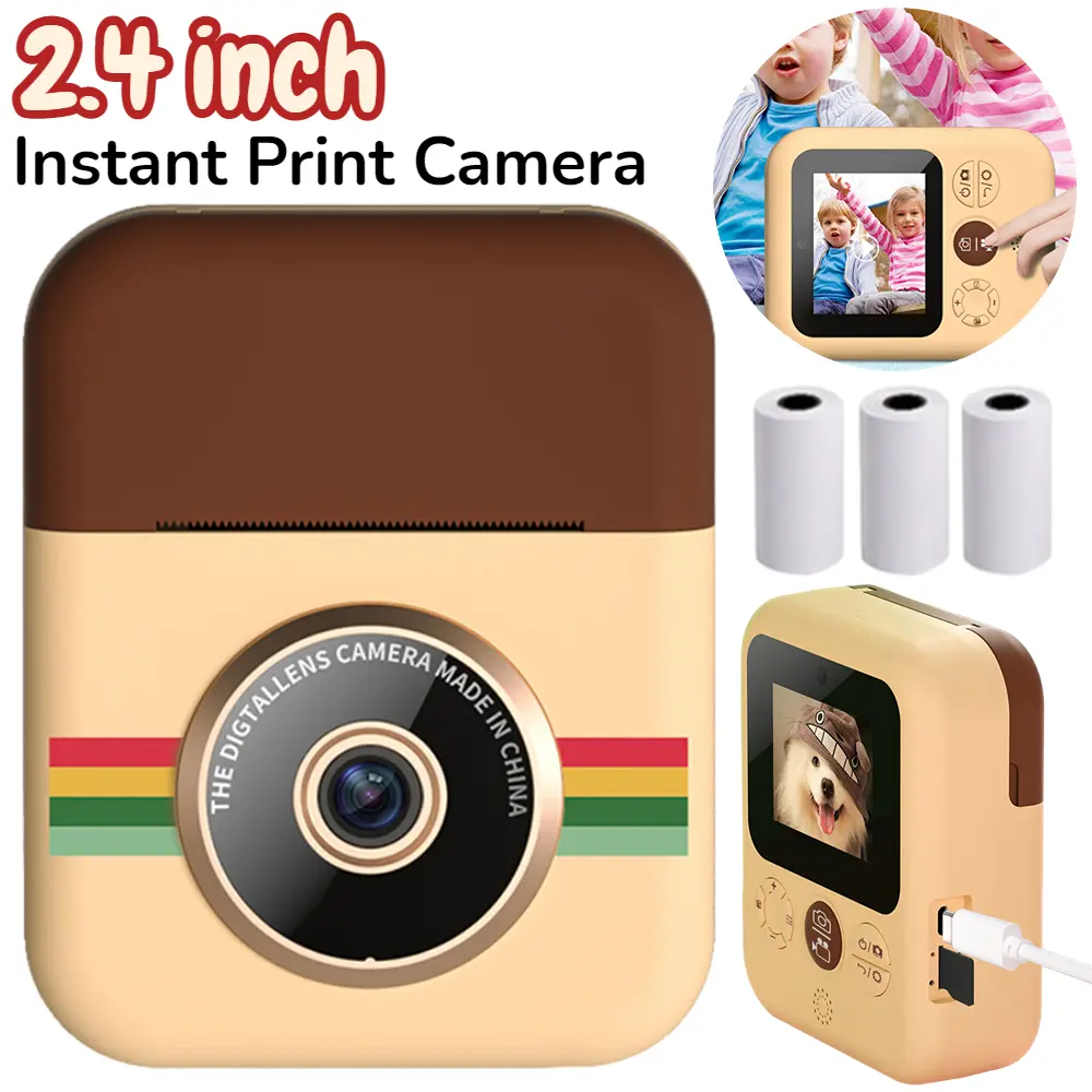 Instant Print Camera 2.4inch IPS Screen Child Camera Instant Print