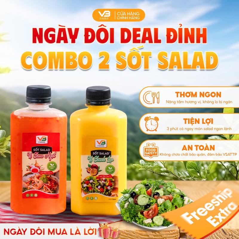 Sale Vui Freeship Combo 1 sốt salad vị chanh leo và 1 sốt salad vị chua ngọt thơm ngon tiện lợi VB Foods 330ml