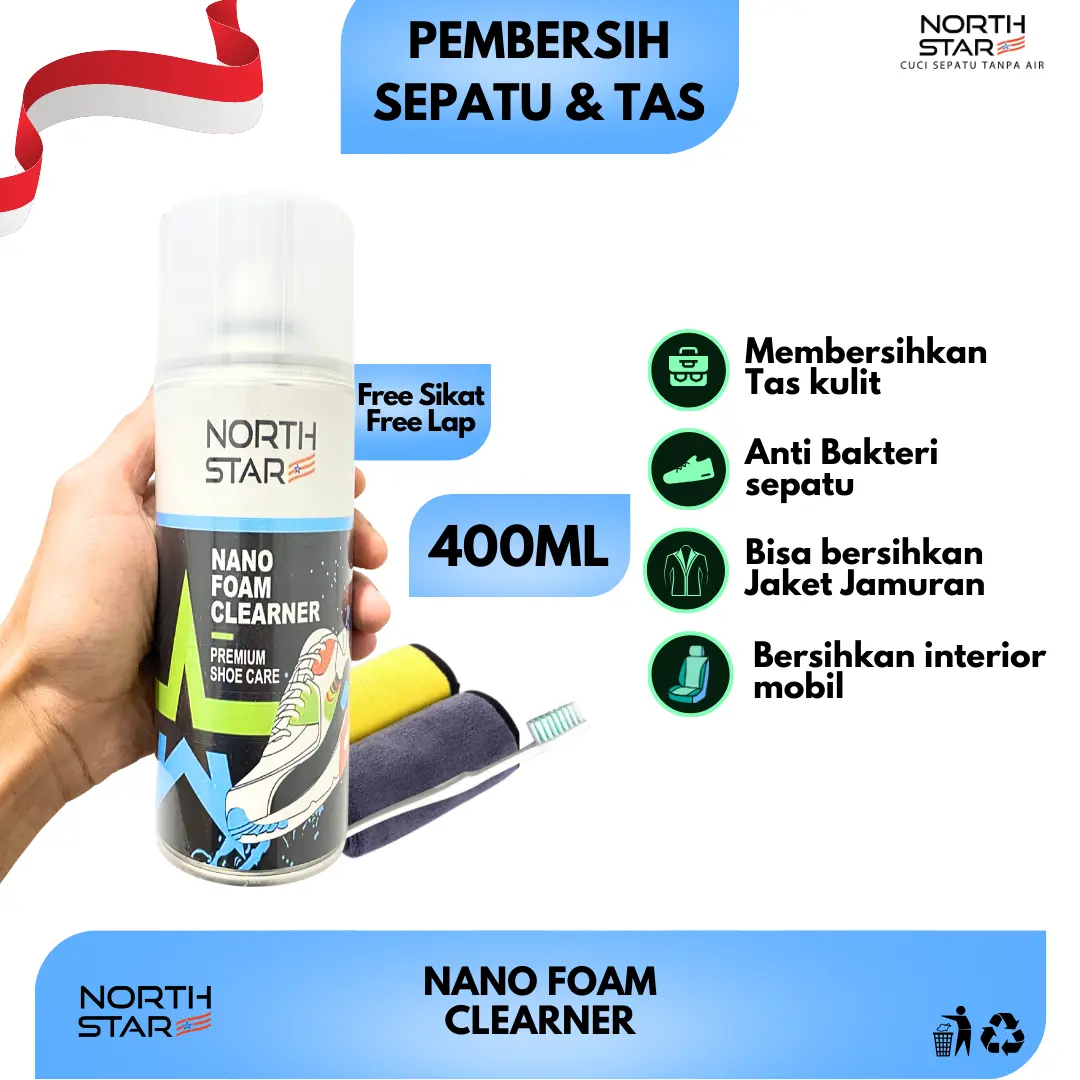 Pembersih Sepatu Daily North Star - Nano Foam Cleaner Shoes Waterless Sabun Cuci Perawatan Sepatu Shoe 400ML