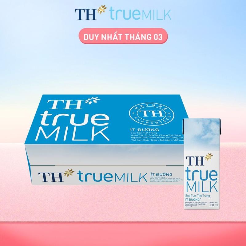 Thùng 48 hộp sữa tươi tiệt trùng ít đường TH True Milk 180ml có đáng mua cho gia đình có con nhỏ?