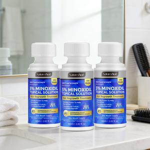 4本、3本、2本、1本、NatureZiran 60ml ミノキシジル溶液、5% ミノキシジル活性成分含有、長期使用、頭皮ケアエッセンス、髪が薄くなっている人用、男性と女性用、クリスマス、サンクスギビングギフト。