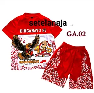 KAOS ANAK MERAH PUTIH KEREN SETELAN ANAK GARUDA BATIK BISA DITAMBAH TOPIfashionanak Motif