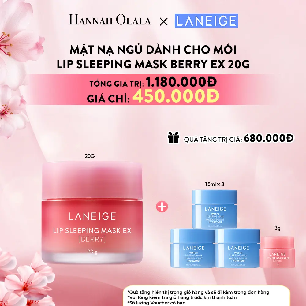 LANEIGE x HANNAH OLALA - Mặt nạ ngủ dưỡng môi hồng hào căng mượt LANEIGE Lip Sleeping Mask EX 20g