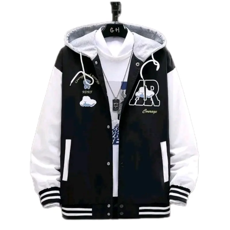 JAKET BASEBALL PRIA AR CLOUD BASEBALL HOODIE OVERSIZE Casual Sweater Zipper Fleece
