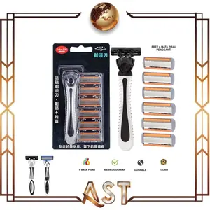 Cukur Manual 6 Blade Set + Free Refill 6 Mata Cukuran Jenggot Kumis