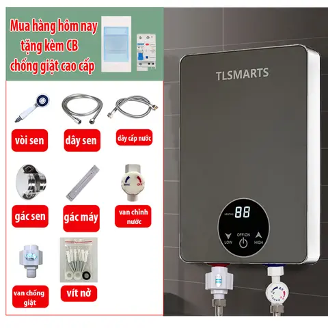 Máy Nước Nóng Trực Tiếp TLSMART – Có Nước Ấm 24/24, Dễ Sử Dụng, 3 Cấp Độ Chống Giật, tặng kèm RCBO chống giật