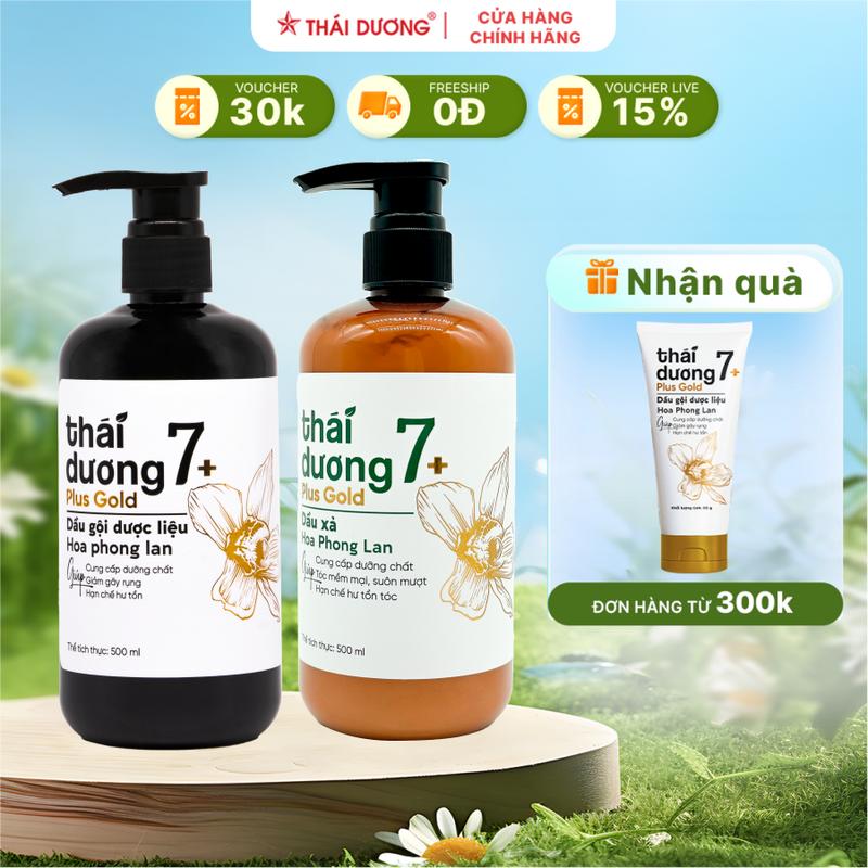 Dầu gội hoặc Dầu xả Thái Dương 7 Plus Gold (Chai 500/ tube 200g, Hoa Phong Lan) -Sao Thái Dương