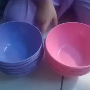 Yoi - Mangkok Makan Plastik Bulat Small 6PCS / Diameter 14 cm mangkok wizzmie Hijau Pink Ungu Wadah Set mangkok es