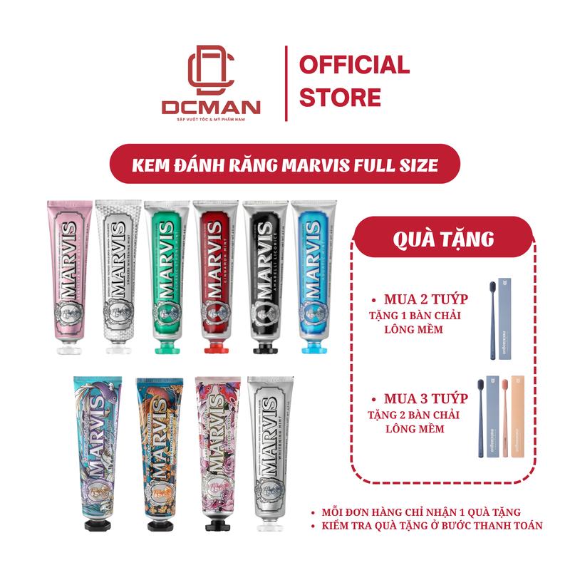 Kem Đánh Răng Marvis Toothpaste Chính Hãng 75ML/85ML Nhiều Mùi Hương, Hỗ Trợ Trắng Răng Tặng Bàn Chải Lông Mềm Khi Mua 2 Tuýp