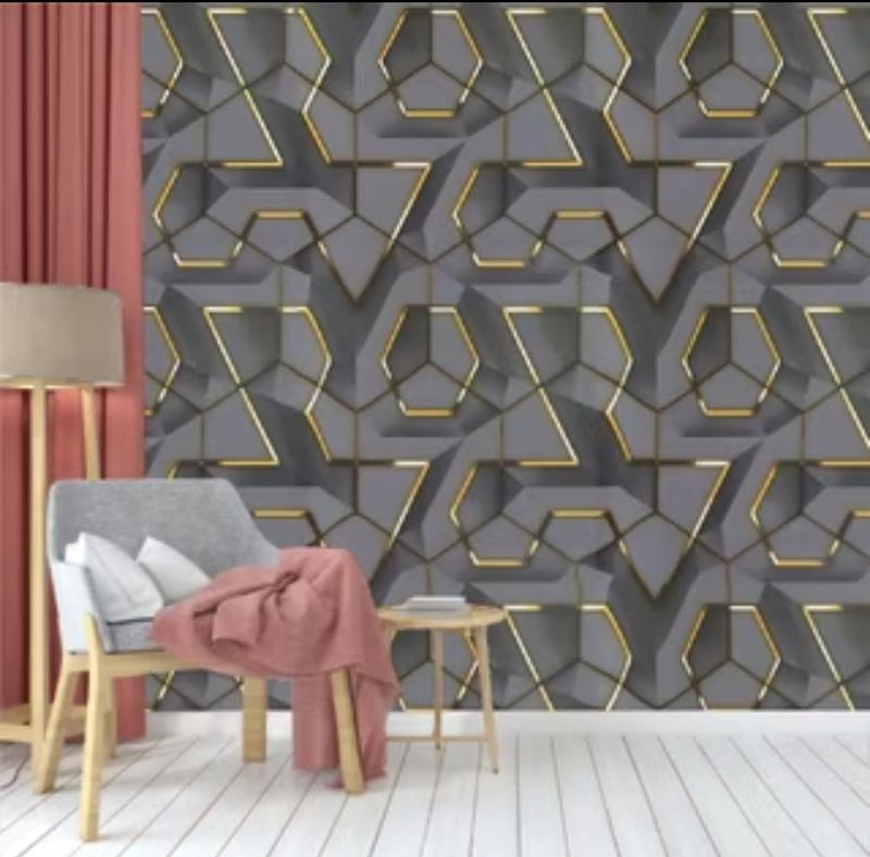 Product Introduction of Promo Harga Peket 5 Roll Wallpaper Sticker Dinding Geometris 3D Kristal Dekorasi Dinding Ruang Karaoke Kafe Ruang Live Studio Kertas Pvc 12