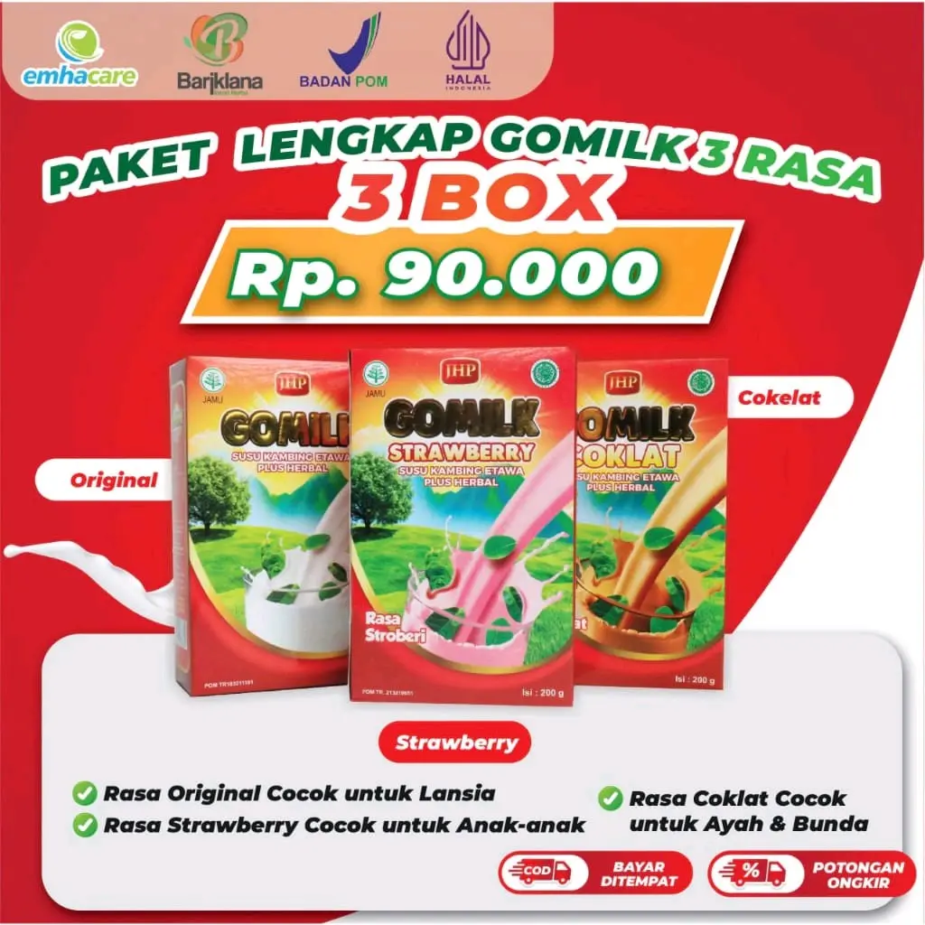 PAKET LENGKAP SUSU KAMBING ETAWA GOMILK 3 RASA