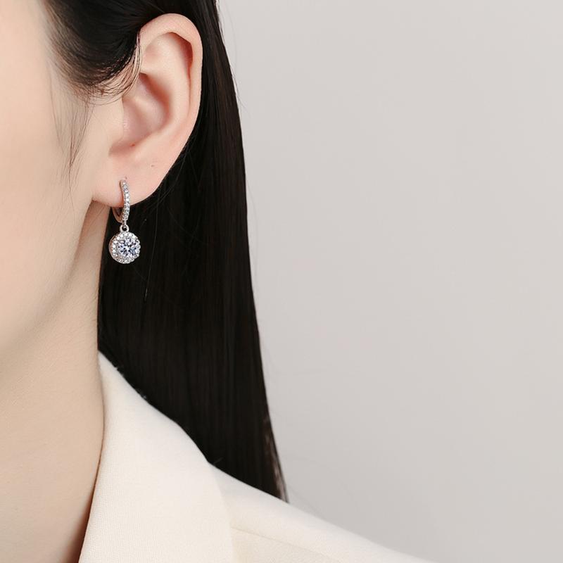 【003Harga telah dibanting, segera di CO】Chard Wake Anting princess round Anting wanita elegan high quality cantik elegan anti Zirconia 1 Carat Sertifikat GRA Kotak Indah   CWE002 9