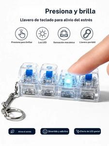 Juguete para aliviar el estrés, teclado mecánico, teclas de cristal con luces LED, diseño transparente, llavero de teclado#Fashionweek#Fallfreshness#prueba