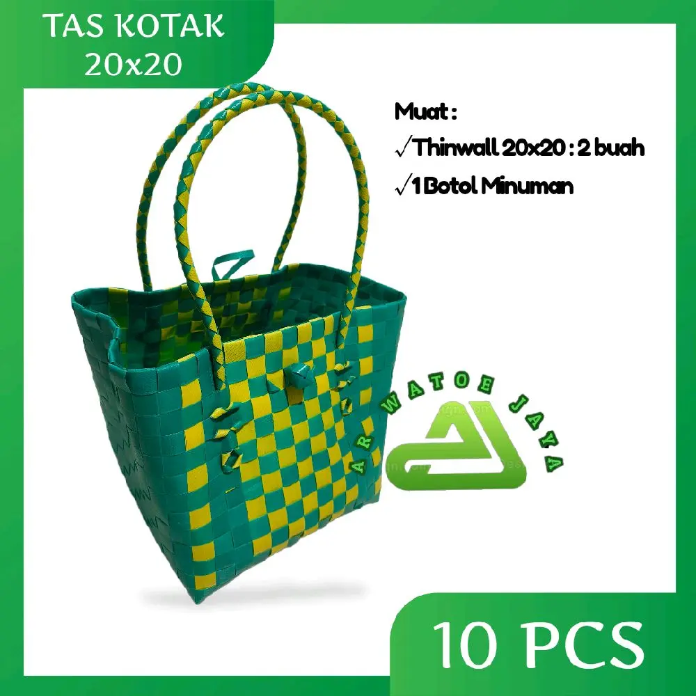 10 Pcs Tas Kotak /Tas  Berkat uk 20x20/untuk Hajatan/Souvenir Anyaman Belanja