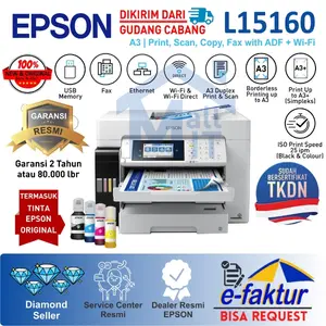 Printer EPSON L15160 L-15160 L 15160 All In One A3+ Duplex ADF Wifi Pigment Resmi