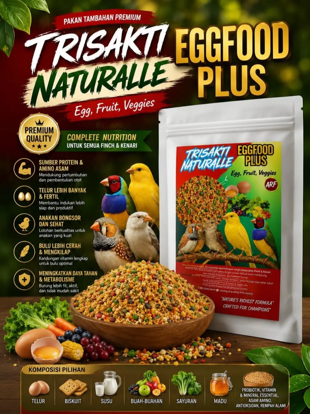 TRISAKTI Naturalle Eggfood Plus | Pakan Eggfood Finch & Kenari | Nutrisi Harian Indukan & Anakan
