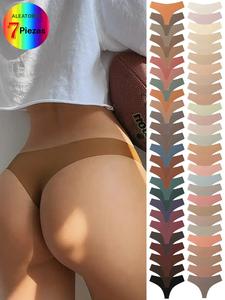 7 Piezas Aleatorias de Ropa Interior de Mujer Sexy en Forma de V, Bragas Cómodas y Suaves, Braguitas Triangulares Sin Costuras, Ajustado, Para Todas las Estaciones, Estilo Liso