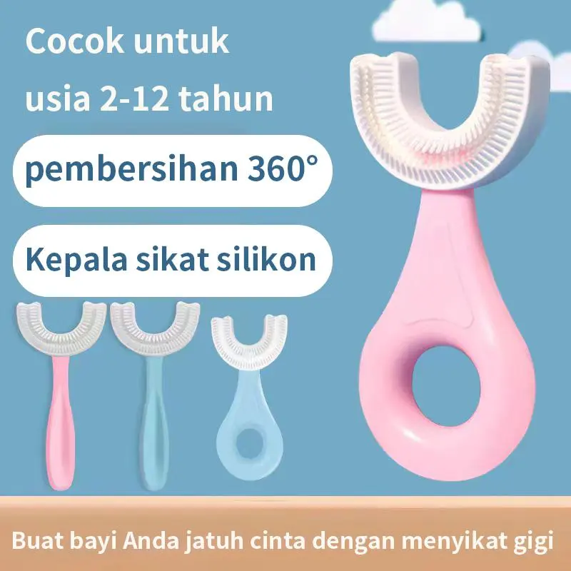 [Waktu terbatas dan gratis ongkos kirim]Sikat Gigi Anak Bentuk U Bahan Silikon / Training Toothbrush / Tooth Brush Baby Silicon Type U Sikat Gigi Anak Babies