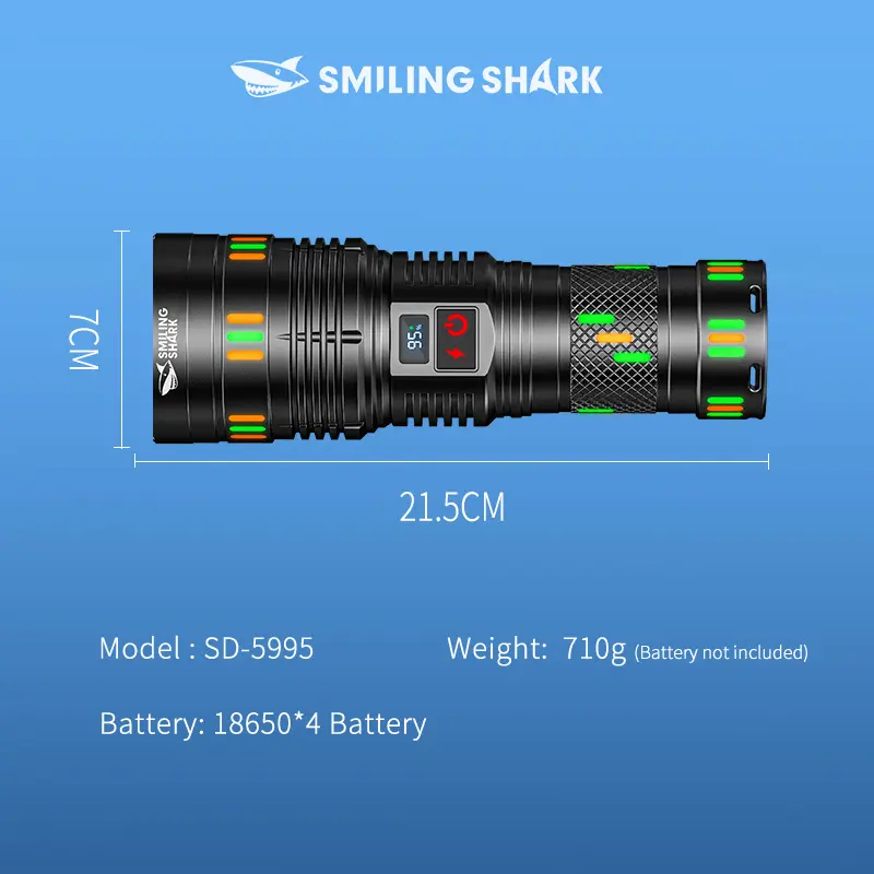 Senter Smiling Shark SD5995 SmilingShark SD 5995 M80 Senter Super Terang Type-C Zoom Waterproof Powerbank 8