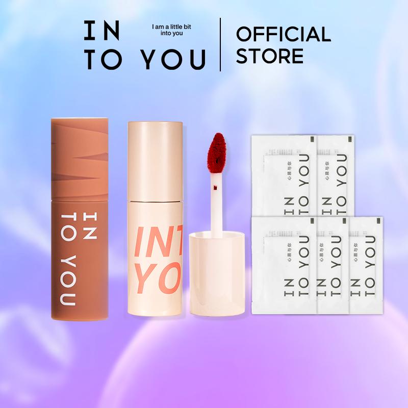 INTO YOU Son Môi Bùn Không Khí, Kết Cấu Mịn, Đi Kèm Với 1 Son Môi EM05 Và 5 Khăn Lau Tẩy Trang Môi Nữ Mỹ Phẩm