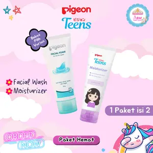 Pigeon Teens Paket Skincare Untuk Remaja Isi 2 - Facial Wash 40ml & Moisturizer 20ml