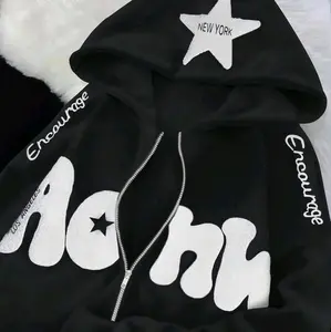 Jaket Pria Distro Big Size 6XL 5XL 4XL 3XL 2XL XL L M S Jaket Zipper Jepang Harajuku Hip Hop Anime Jepang Jaket Pria Wanita Keren Poluler Hitam Navy Putih Beige Baby Blue Pink Fanta Jaket Korean Style Unisex Lilac Jaket Viral Tebal Lembut Hangat