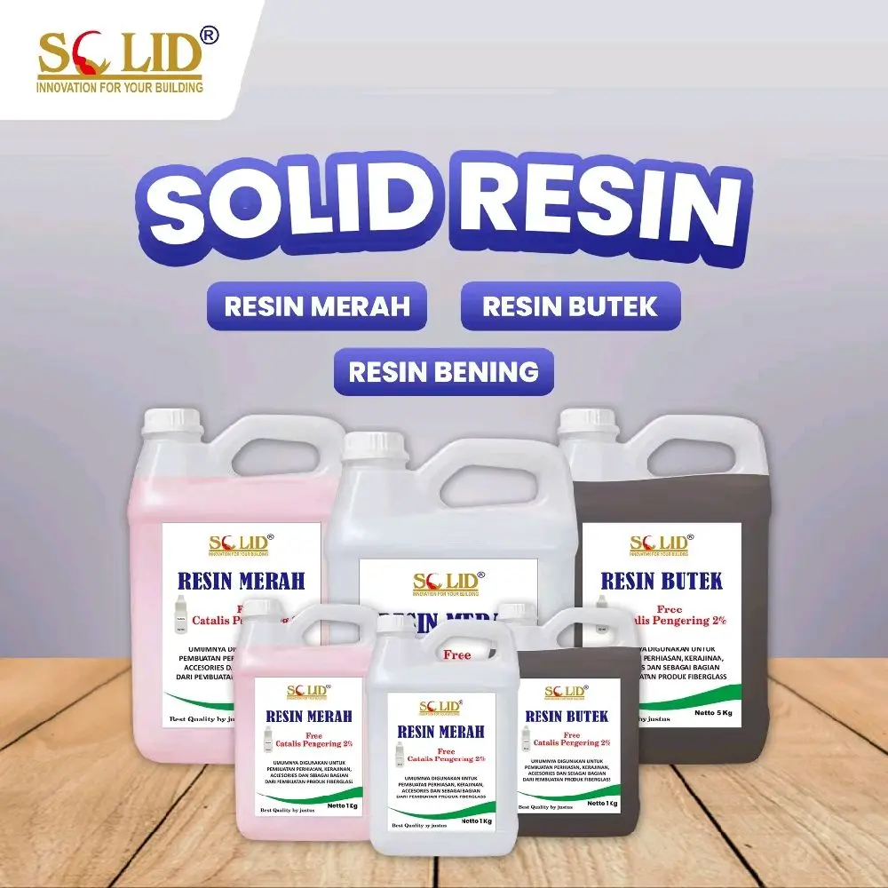 SOLID resin series-merah-bening-butek 1kg free catalis