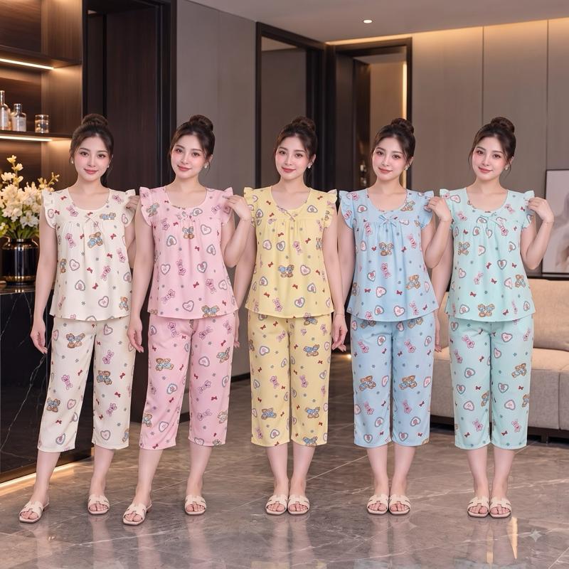 Lững Bứơm cổ tròn,chất vải lụa mango. Quần 2 túi, may dằn đáy 40 đến 92 kg