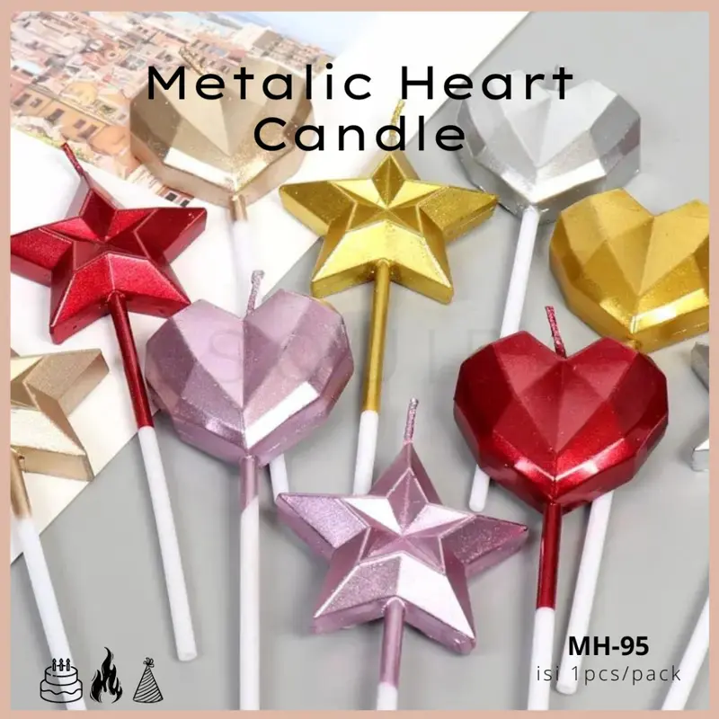 (ESQ) Metalic Heart Candle / Lilin Ulang Tahun Love / MH-95 3