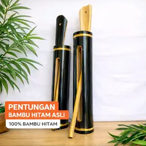 Kentungan Bambu Hitam Asli 100% Handmade Premium Bunyi Nyaring & Dekorasi Tradisional Bahan Bambu Hitam Asli Finishing Halus Tampilan Elegan Cocok untuk Pos Ronda Mushola Masjid Sekolah Pesantren Acara Tradisional Dekorasi Rumah