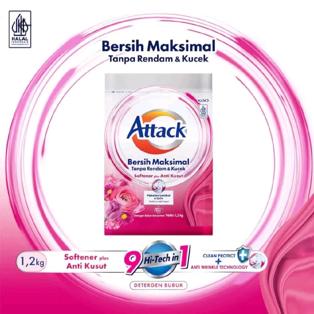 Attack detergent powder plus softener 1,2kg detergent bubuk